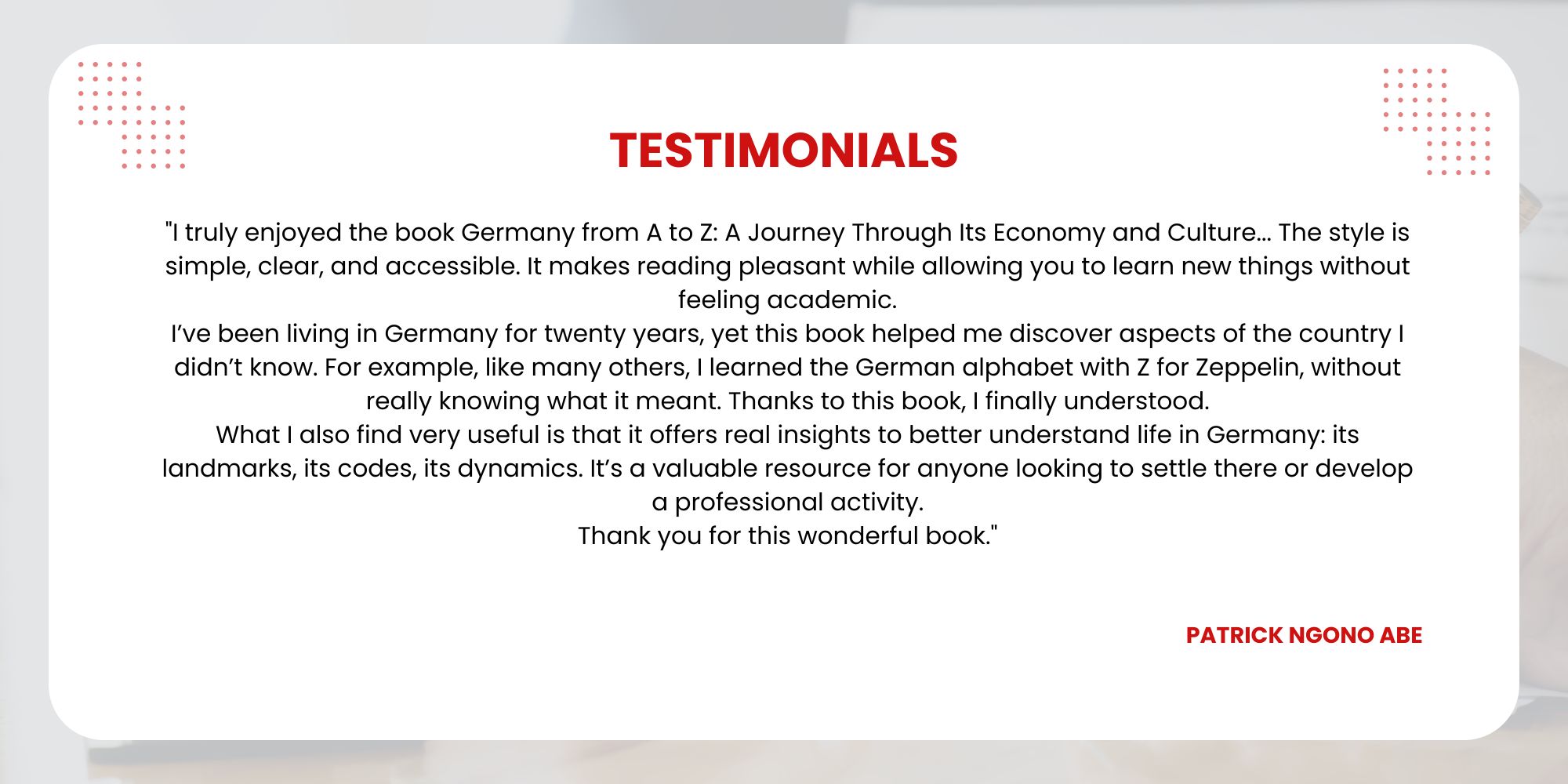 Testimonial Patrick Ngono Abe